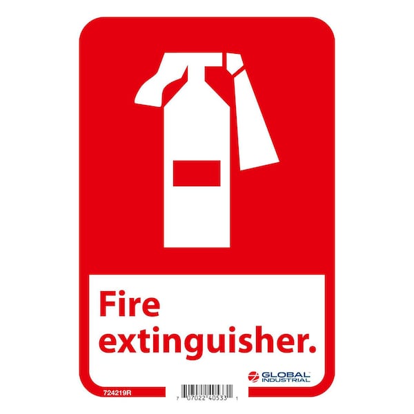 Fire Extinguisher Sign, 10x7, Rigid Plastic